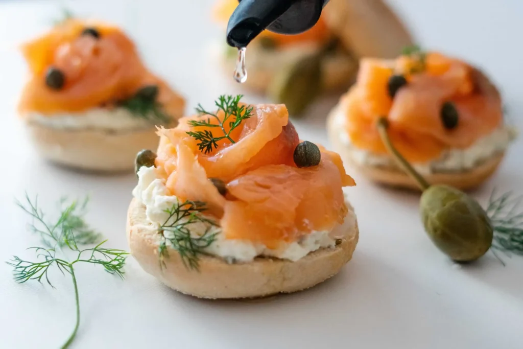bagel with cream cheese and smoked salmon