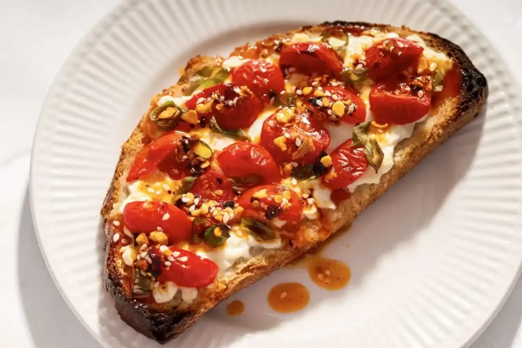 toast with cottage cheese and tomato