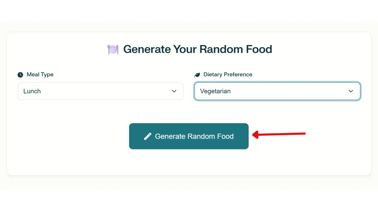 Random Food Generator step 3 click generate button